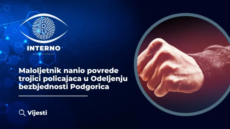 Maloljetnik nanio povrede trojici policajaca u Odeljenju bezbjednosti Podgorica