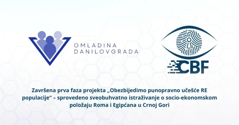 Završena prva faza projekta „Obezbijedimo punopravno učešće RE populacije“ – sprovedeno sveobuhvatno istraživanje o socio-ekonomskom položaju Roma i Egipćana u Crnoj Gori