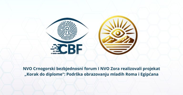 NVO Crnogorski bezbjednosni forum I NVO Zora realizovali projekat „Korak do diplome“: Podrška obrazovanju mladih Roma i Egipćana