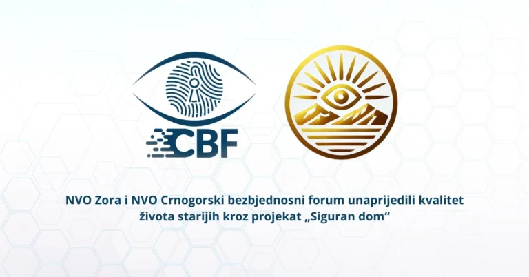 NVO Zora i NVO Crnogorski bezbjednosni forum unaprijedili kvalitet života starijih kroz projekat „Siguran dom“